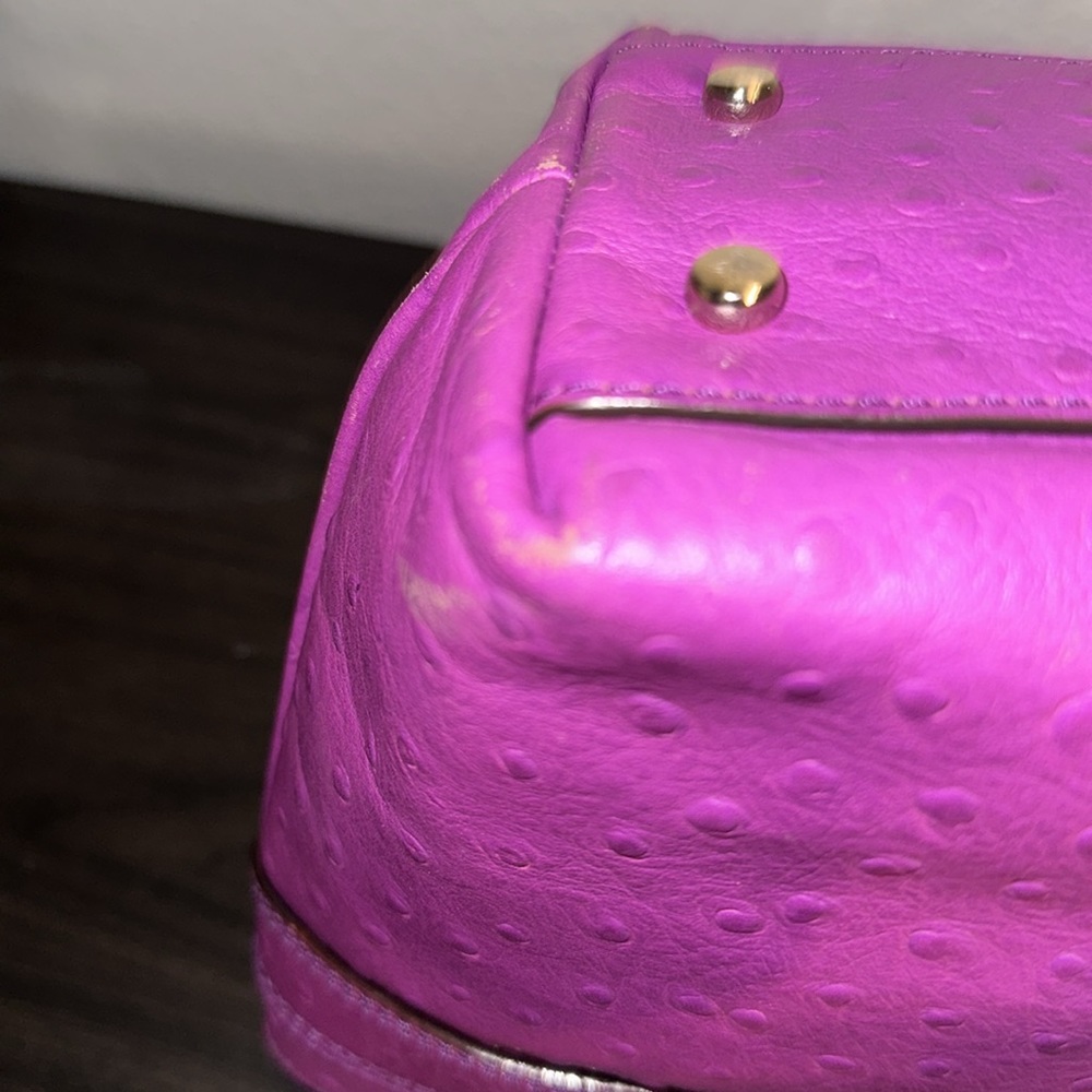 Kate Spade Rose Avenue Embossed Ostrich Leather Bow Tote Bag Baja Rose Purple - Picture 12 of 16